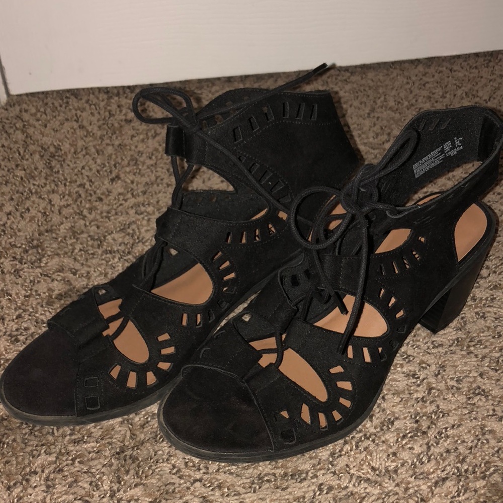 Soft Black lace up heels